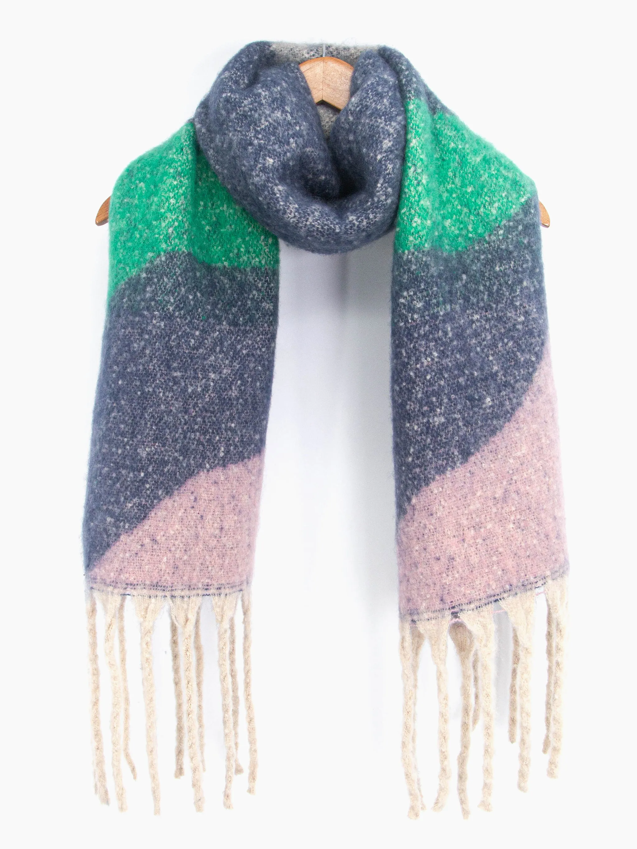 Camden Heavyweight Scarf - Navy/Green, Wave Colour Block